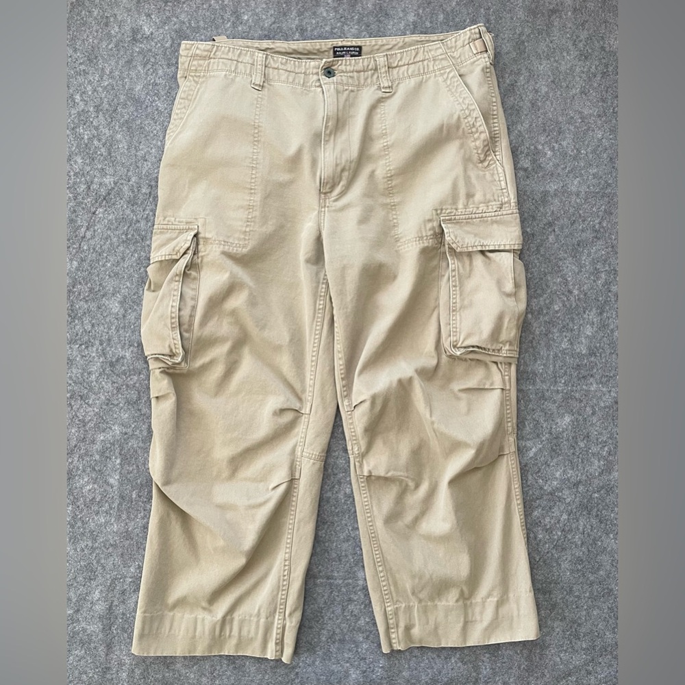 VTG Polo Jeans Co Ralph Lauren Cargo Pants Mens 38x30‎ (~26.5) Khaki Y2K Utility